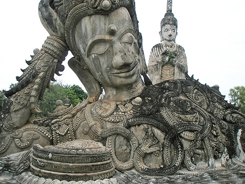 Concrete Statue of Buddha at Nong Kai Park in Northeast Thailand (Issan)