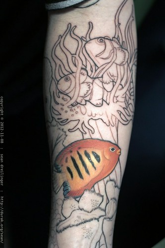 rachel's new marine life tattoo in progress    MG 5374