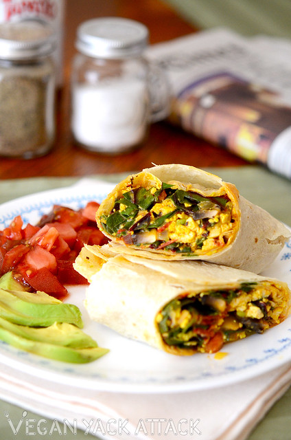 A filling Tofu Scramble Breakfast Burrito that has lots of nutrients and protein to get your day started off right!