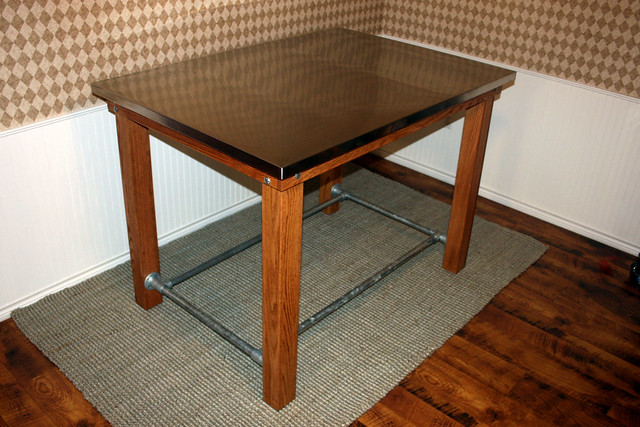 Stainless Steel Pub Table with Foot Rail