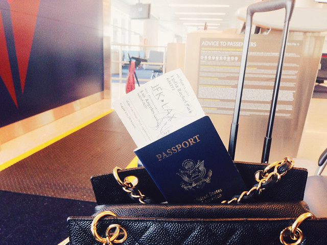 Delta Airlines JFK passport chanel bag