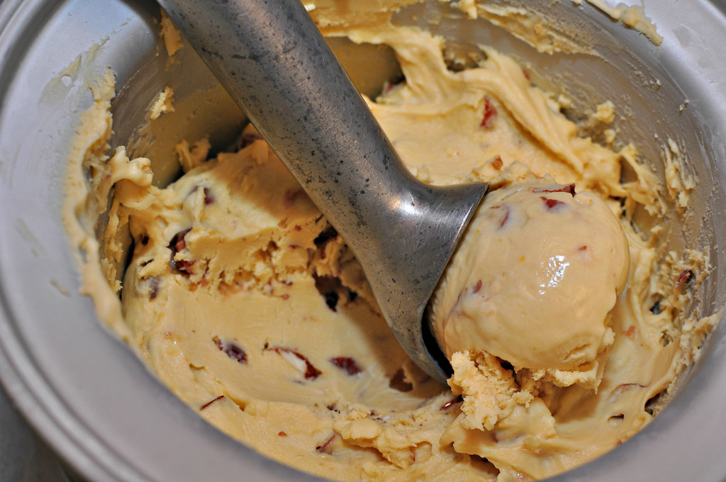 Brown Butter Ice Cream with Pralined Almonds