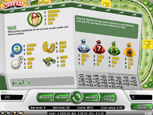 free Champion of the Track slot payout