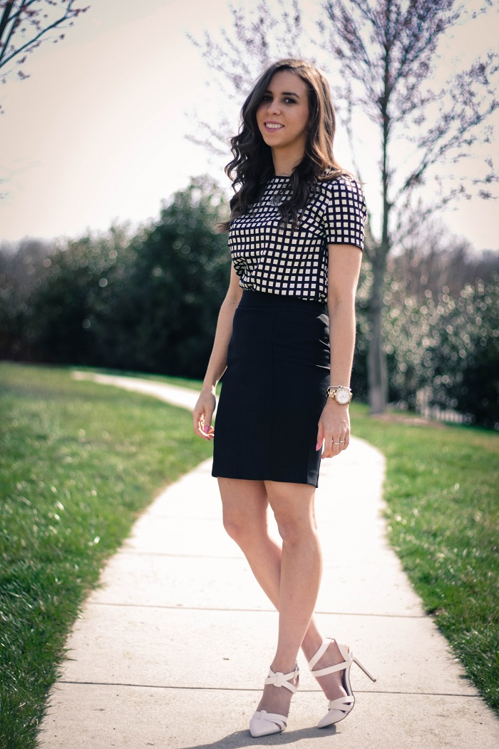 va darling. dc blogger. virginia personal style blogger. windowpane top. work wear. black and white outfit 5