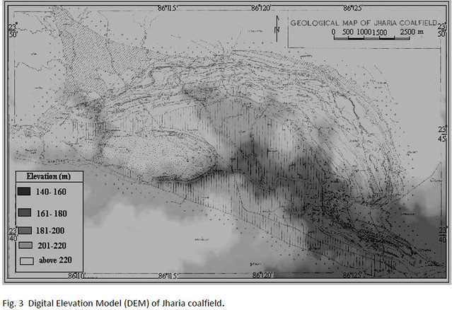 Digital Elevation Model (DEM) of Jharia coalfield