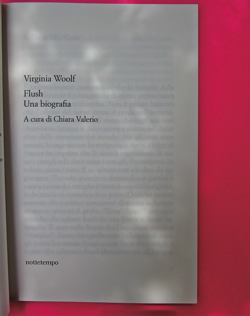 Virginia Woolf, Flush. Una biografia. A cura di Chiara Valerio; nottetempo, Roma 2012. progetto grafico di Dario e Fabio Zannier. frontespizio (part.), 1