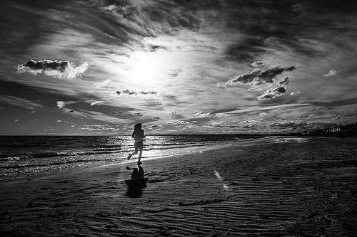sunset cloud sun beach sand melbourne rays jogging
