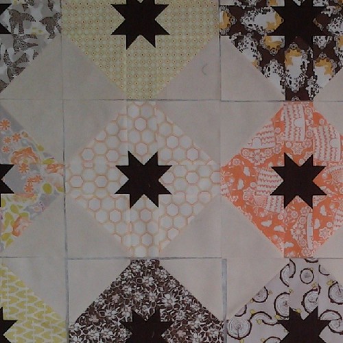 My #sweetashoney blocks are done! Now to cut the sashing... (@acraftyfox_amanda does the pattern look familiar? )