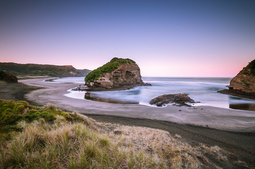 longexposure sea newzealand bw seascape water rock sunrise island dawn nikon surf auckland filter westcoast bethellsbeach nd110
