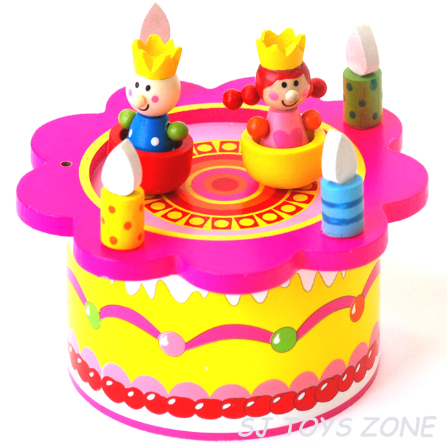 Happy Birthday Wooden Music Box Dancing Prince Princess Gift Toy for Kids