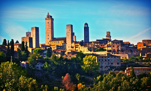 italy architecture town day hill towers medieval clear tuscany historical siena sangimignano walled tuscana epl1 mickyflick