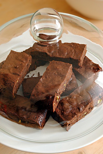 Brownies under glass