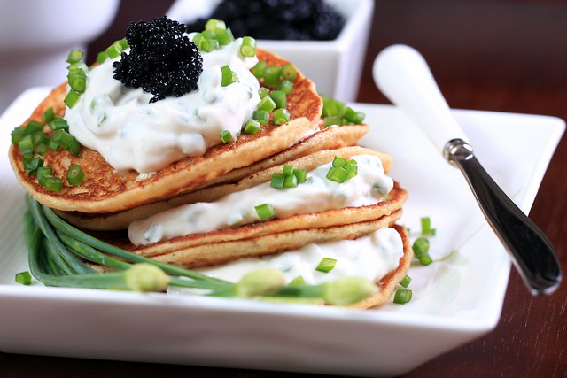 Savory Corn Pancakes with IKEA Vegan Caviar