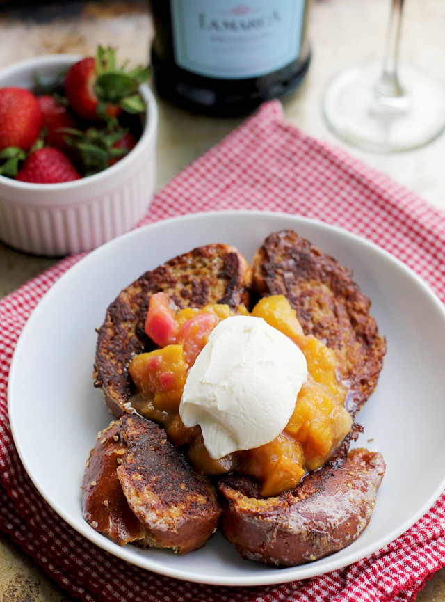 French Toast with Rhubarb-Mango Compote and Creme Fraiche | Eats Well With Others