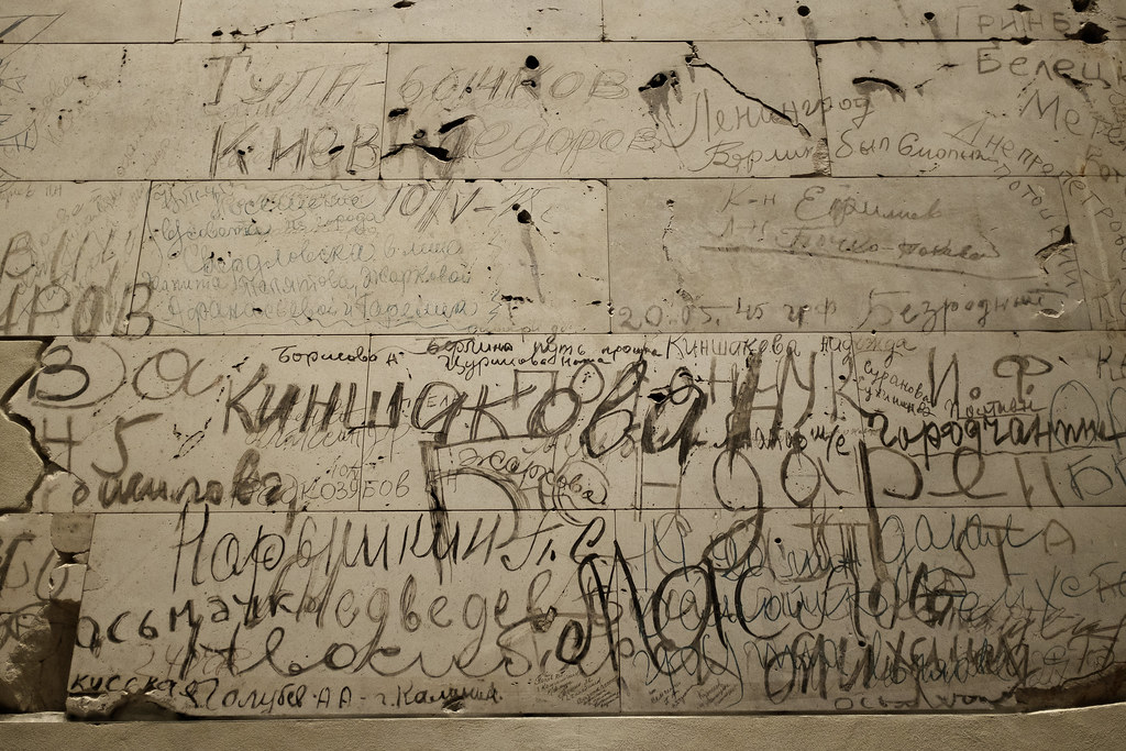 Preserved Russian Graffiti in the Reichstag, Berlin, Germany