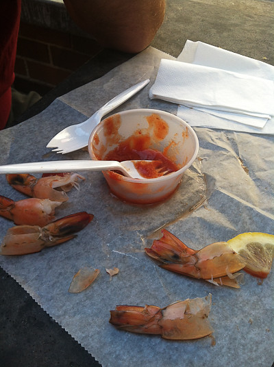 The remains of the prawn cocktail.