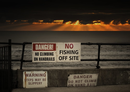 danger sunrise warning fishing do no it climbing just dont
