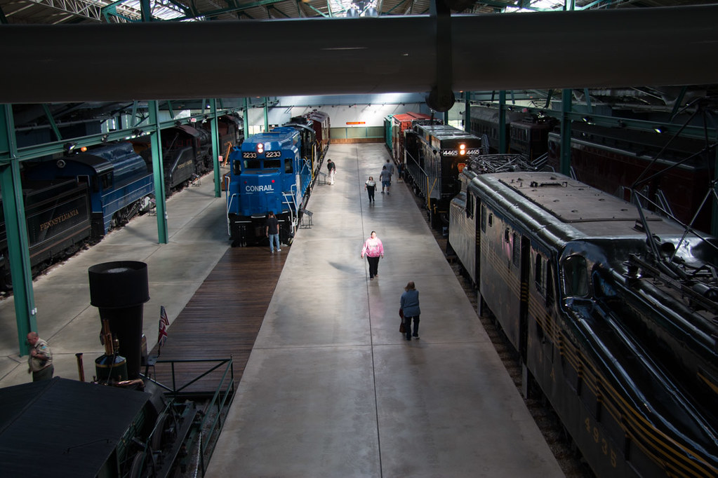 Trains from above at museum