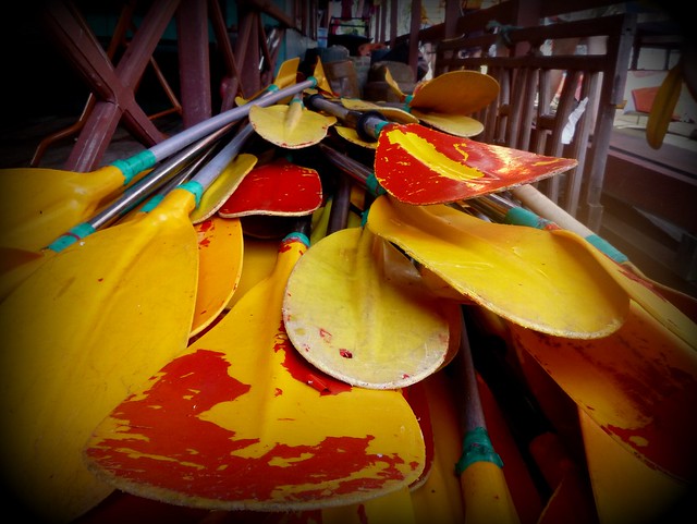 Kayak paddles for our adventure travel in Vietnam 