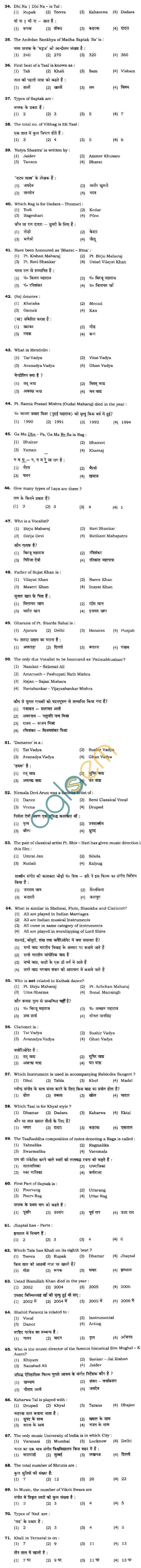 BHU UET 2010 B.Music Intrumental Question Paper