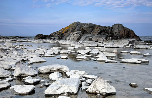 sea sky water rock stone clouds landscape coast seaside waterfront sweden outdoor shore sverige rockformation roslagen väddö