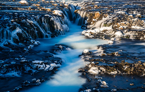 iceland brúarfoss landscape winter travel nature waterfall nordic snow suðurland europe season ice lýðveldiðísland republicoficeland southernregion ísland south