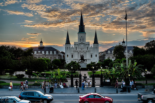 sunset usa louisiana downtown unitedstates cathedral neworleans frenchquarter jacksonsquare stlouiscathedral 2013 jacksonstature