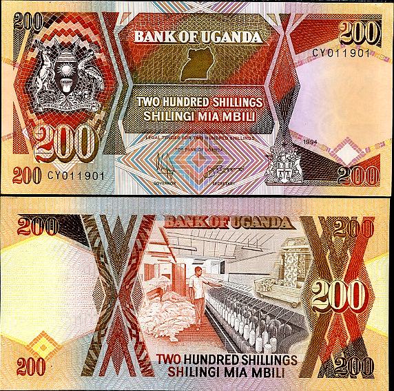 200 Shillings Uganda 1987-98, Pick 32