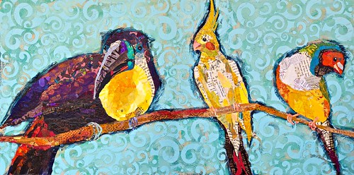 Birds Collage Painting by Elizabeth St. Hilaire Nelson