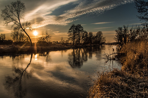 trees sunset sky sun sunlight reflection nature water clouds river landscape spring pentax poland waterscape piotrfil