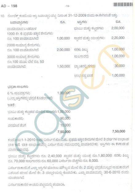 Bangalore University Question Paper Oct 2012: II Year B.Com. - Financial Accounting