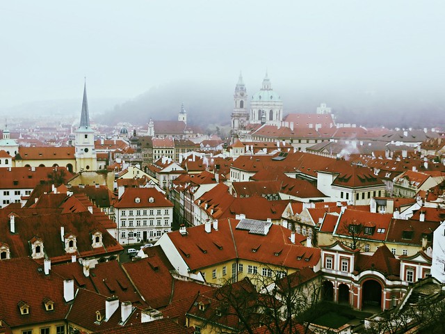 Prague in winter, Czech rooftops