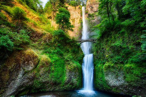 park travel bridge green fall water oregon landscape waterfall high long exposure view state hike falls adventure upper tall lower cascade multnomah