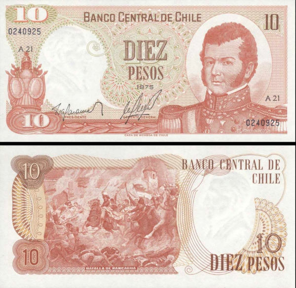 10 Pesos Čile 1975, P150a