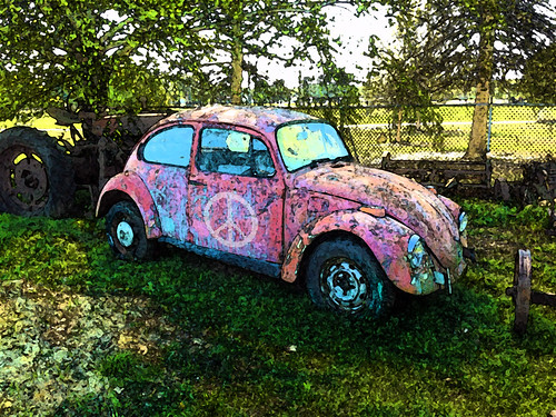 car vw mississippi beetle peacesign 1972