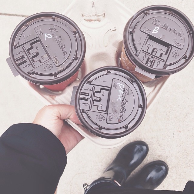 Drove through Tims on the after-school run. {looking down} #thebethadillychallenge #vsco #coffee