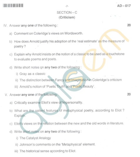 Bangalore University Question Paper Oct 2012: III Year B.A. Examination - Optional English (Paper IV)(Old Scheme)