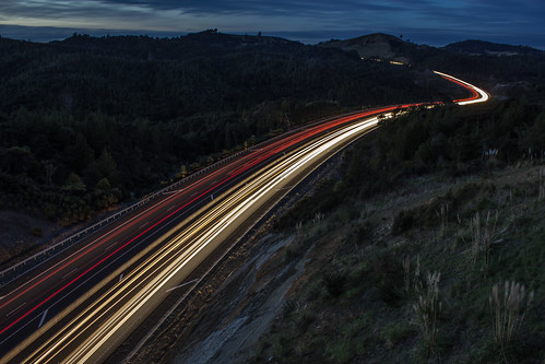 cars landscape lights motorways