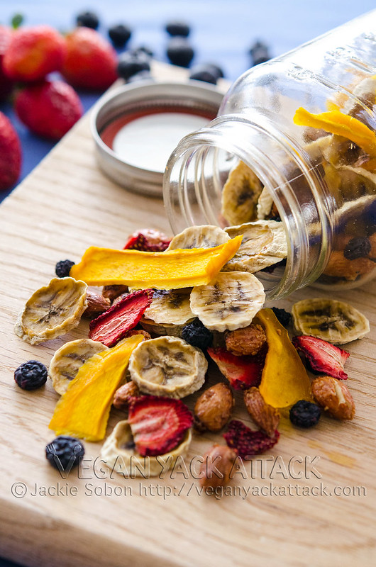 A melody of fruit flavors plus coconut roasted almonds make this tropical trail mix quite the treat! Great for backpacking, too.