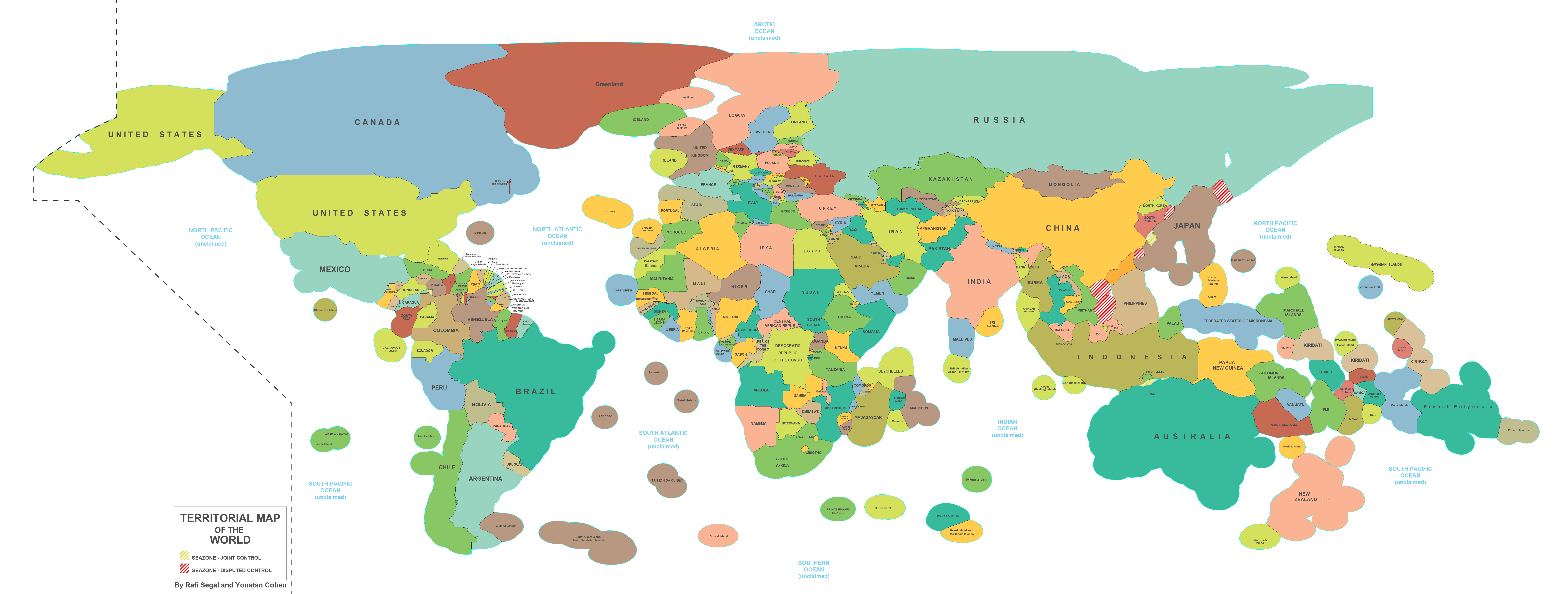 Fascinating World Map Includes Countries Ocean Territory In Their