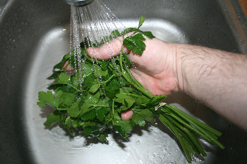 22 - Petersilie waschen / Wash parsley