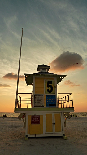sunset sea usa west tower beach yellow strand golf mexico coast meer sonnenuntergang florida von gelb clearwaterbeach turm baywatch mexiko clearwater westküste rettungsschwimmer