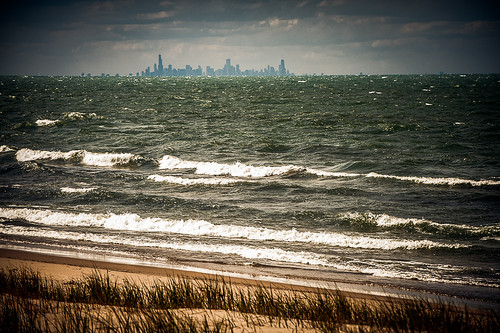 chicago skyline gbrearview lakemichigan chicagoist garyin millerbeach