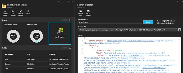 Azure Search of JSON Blobs