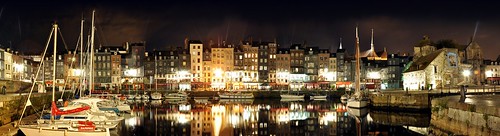 panorama france night boats cityscape view harbour yacht normandie honfleur normandy streetscape vieux linear bassin streetline