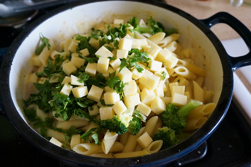 Cheese and parsley, soon to be folded in