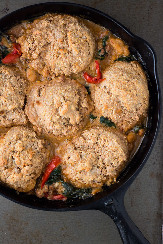 Sausage and Cannellini Bean Cobbler