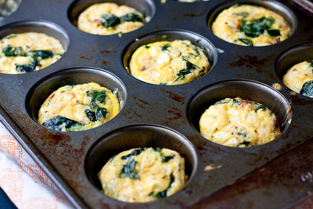 Muffin-Tin Omelets with Kale, Sundried Tomatoes, and Goat Cheese