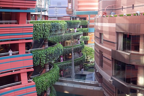 red urban plants building water japan tiles poles walls architexture