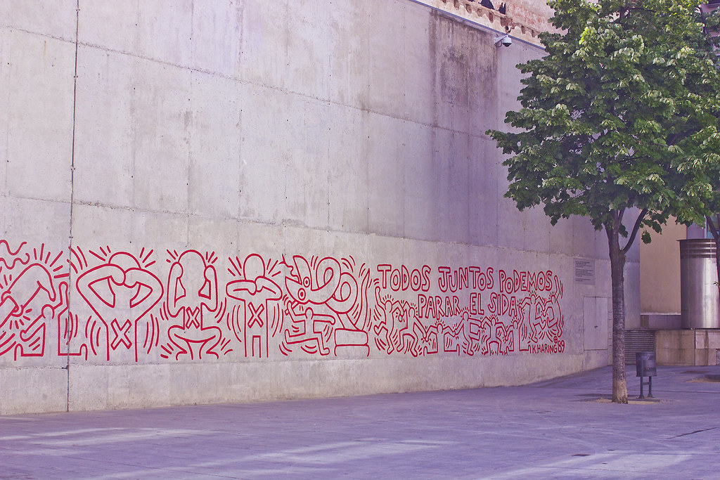 Barcelona baby amazing graffiti in area near CCCB